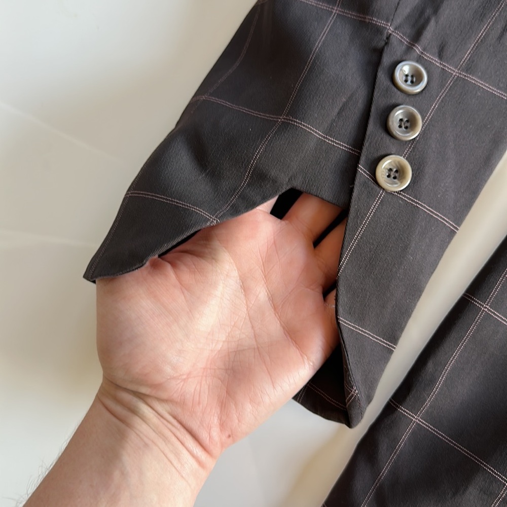 LIKE NEW - brown and pink window pane blazer - Picture 2 of 6